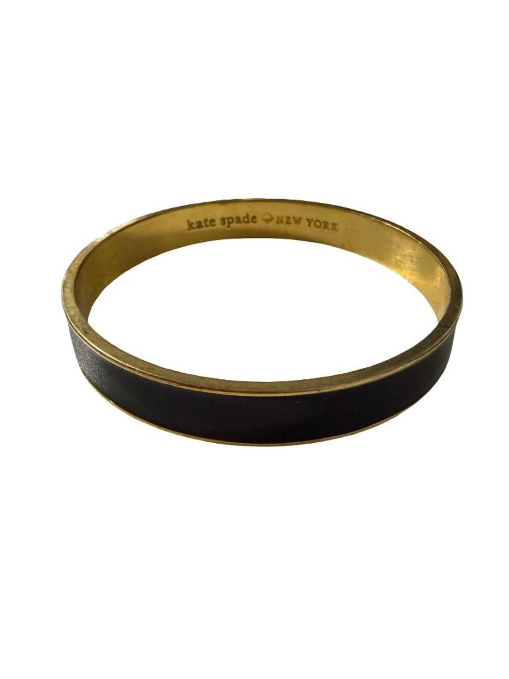 Kate Spade New York Black Enamel Gold Tone Bangle Bracelet 3"